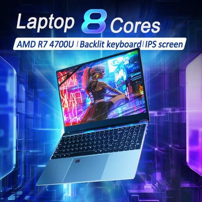 2024 Ultrabook Laptop 15.6 inch AMD R7 4700U/R5 4500U Backlit Keyboard Windows 36GB DDR4 2TB Fingerprint Unlock Gaming Notebook