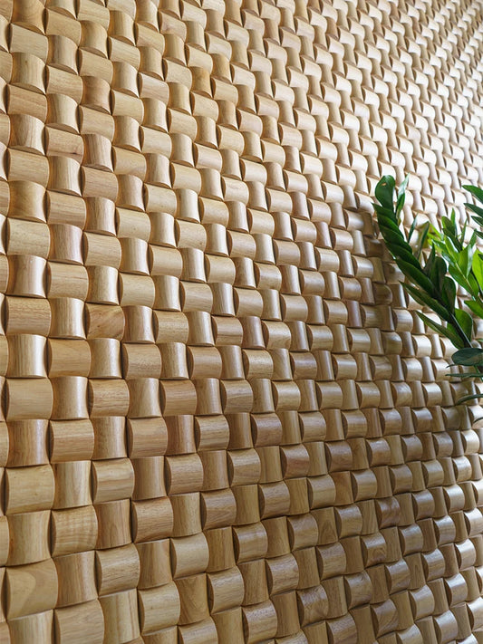 Mosaic Decorative Wall Panels Solid Rubber Wood Curved Three-dimensional Square Sound-absorbing And Diffusing Panels