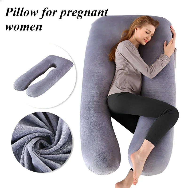 Multifunctional Maternity Pillow Casual Simple Crystal Velvet Double Color Abdomen Support U-Shaped Cushion Pregnant Pillow