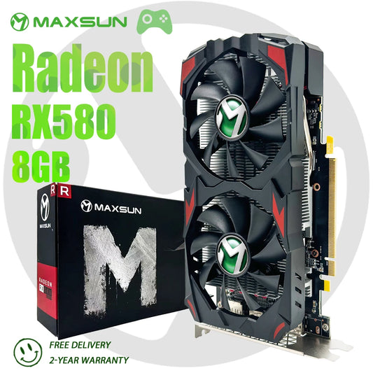 MAXSUN New AMD Radeon RX580 8GB 2048SP Gaming Graphics Card GDDR5 256Bit PCI Express 3.0 ×16 Radeon GPU for Desktop Computer