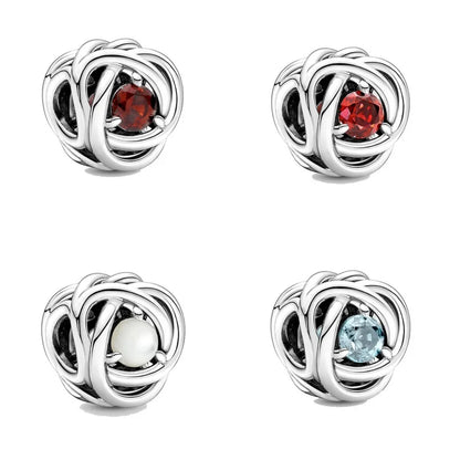 January From December Birthstone Series Alloy Silver Plated Charm Beads For Pandora DIY Bracelet Necklace Jewelry Accessories