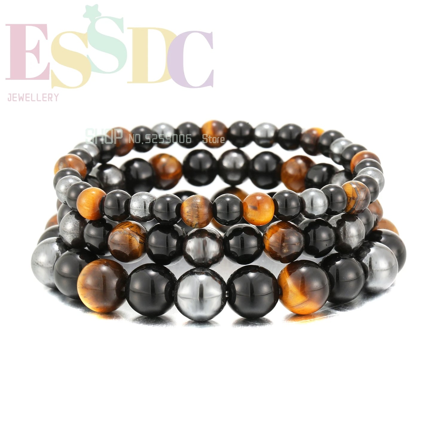 Natural Men for Magnetic Health Protection Tiger Eye Black Obsidian Hematite Beads Bracelets Women Soul Jewelry Gift for Family