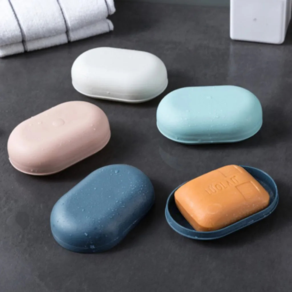 Plastic Bathroom Shower Soap Box With Lids Travel Portable Small Soap Tray Dish Storage Holder Plate Home Soap Container