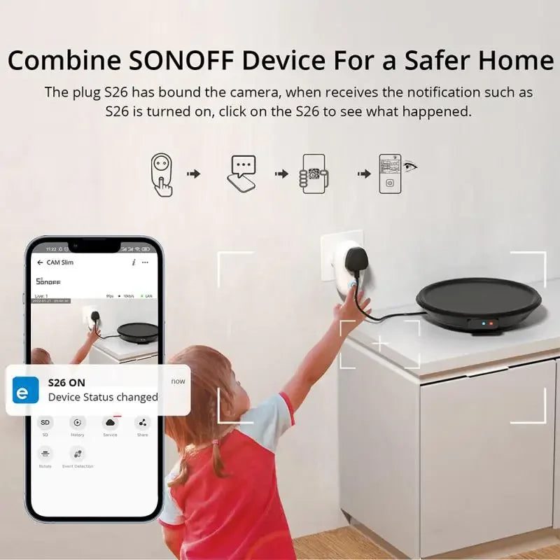 SONOFF 1080P HD Wi-Fi IOT Camera CAM Slim Smart Home Security Motion Detection Alarm Scene Linkage Via EWeLink Alexa Google Home