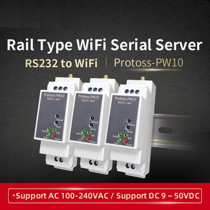 DIN-Rail Serial Port RS232 To WiFi Converter IoT Device Protoss-PW10 AC100V~220V Or DC Input Support Modbus MQTT