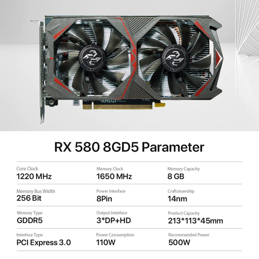 PELADN Graphics Cards RX 580 8GB GDDR5