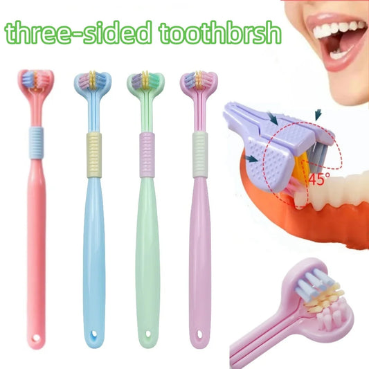 3-sided Toothbrush Manual Ultra Fine Soft Adult Toothbrush Deep Cleaning Tongue Scraper Oral Health Care for Travel Daily Use