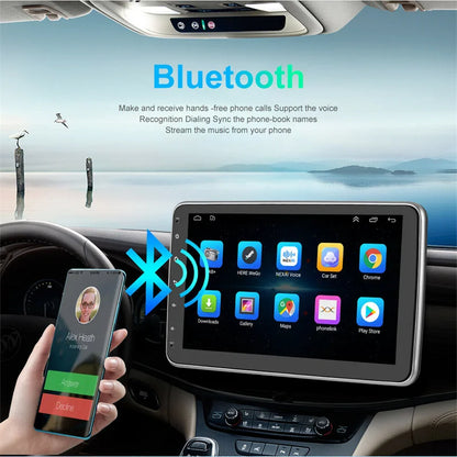 Single 1 DIN Rotatable 10 Inch Touch Screen Android 10.1 Car Stereo Radio GPS 2+32GB FM Car Multimedia Video MP5 NO DVD Player