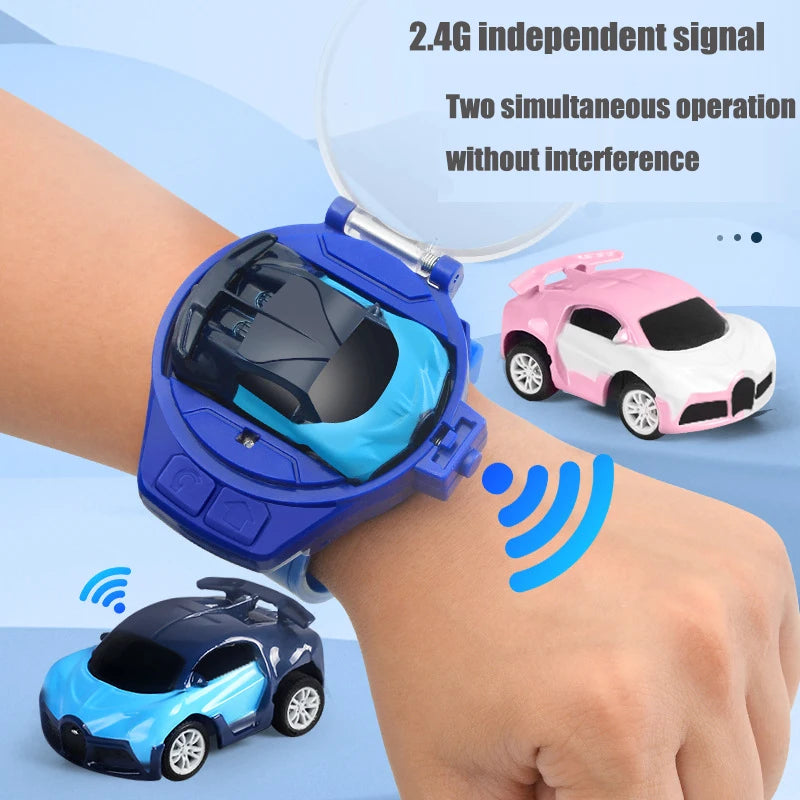 2.4G Children's Mini Watch Remote Control Car Toy Novelty RC Car Toy Cartoon Portable USB Charging Watch Car Kid Birthday Gift