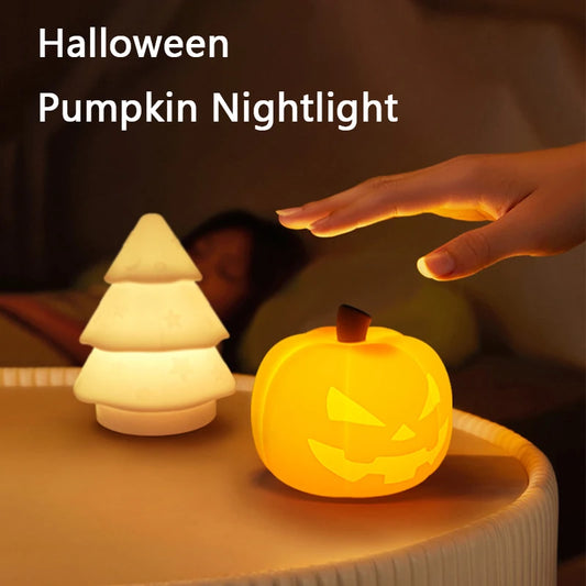 Halloween Pumpkin Nightlight Bedroom Sleeping Atmosphere Lamp Three-gear Adjustment Slaps Induction Lamp Decorative Light Gifts