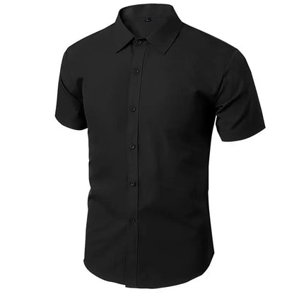 Korean Style Black Short Sleeve Men's Shirt Casual Business Formal Pure Professional Work Shirt Slimming Effect