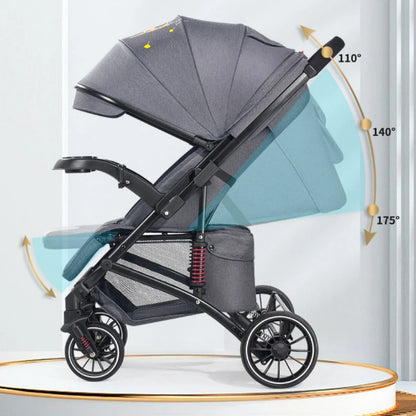 Baby Cart Sit and Lie Lightweight Foldable Two-way Baby Stroller Shock-absorbing Simple Newborn Baby Car High View Stroller