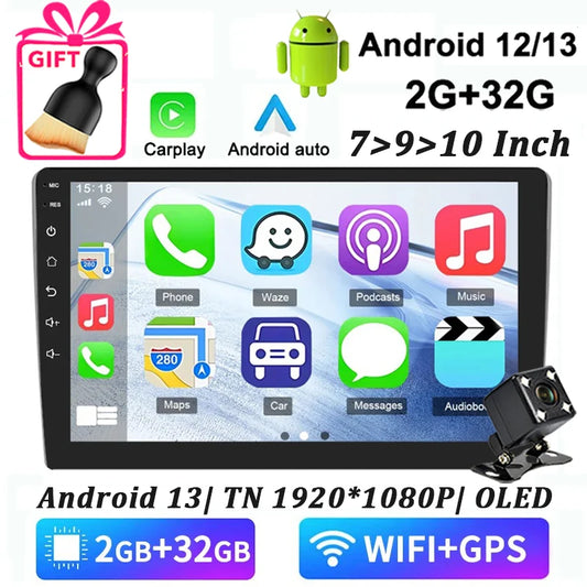 Android 13 7/9/10 Inch Multimedia Player Wireless Carplay Android Auto Car intelligent systems Rear View Camera  Car Accessories