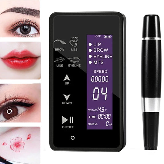 Professional Permanent Makeup Machine Rotary Tattoo Machine Wireless PMU Pen Kit For Eyebrows Lips Microblading Cartridge Needle