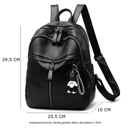 Black Backpacks for Women High Capacity PU Waterproof College Backpack Trendy Women Laptop School Bags Girl Travel School Bags