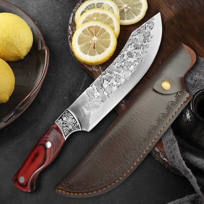 Kitchen Boning Knife Chef Butcher Meat Cleaver Stainless Steel Fruit Paring Knife Cut Meat Pork Beef Fish Cutting Wood Handle