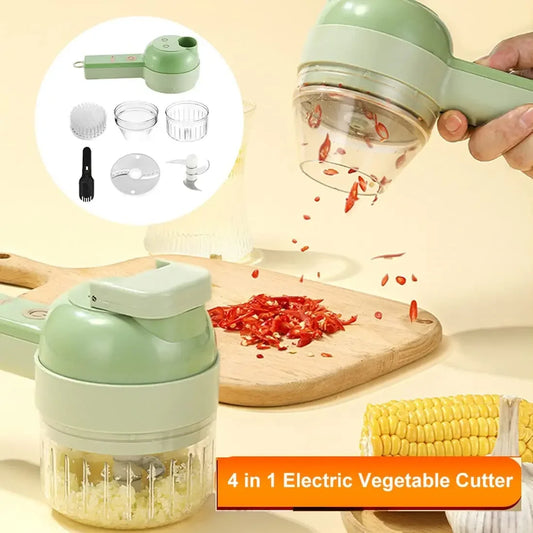 Handheld Electric Vegetable Cutter Set,Wireless Food Processor for Garlic Chili Pepper Onion Ginger Celery Meat with Brus