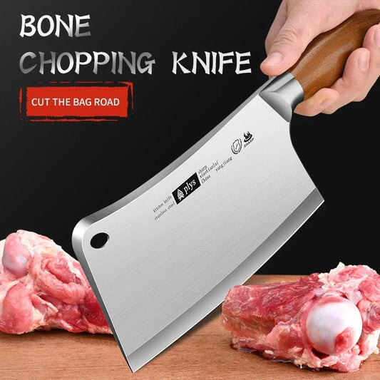 Household imitation wood knife handle sharp professional kitchen knife into bone knife,precision forging 2mm thick kitchen knife