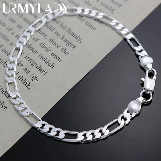 Charm 925 Sterling Silver Bracelets for Women Simple Fine 4MM Chain Fashion Wedding Party Christmas Gifts Jewelry