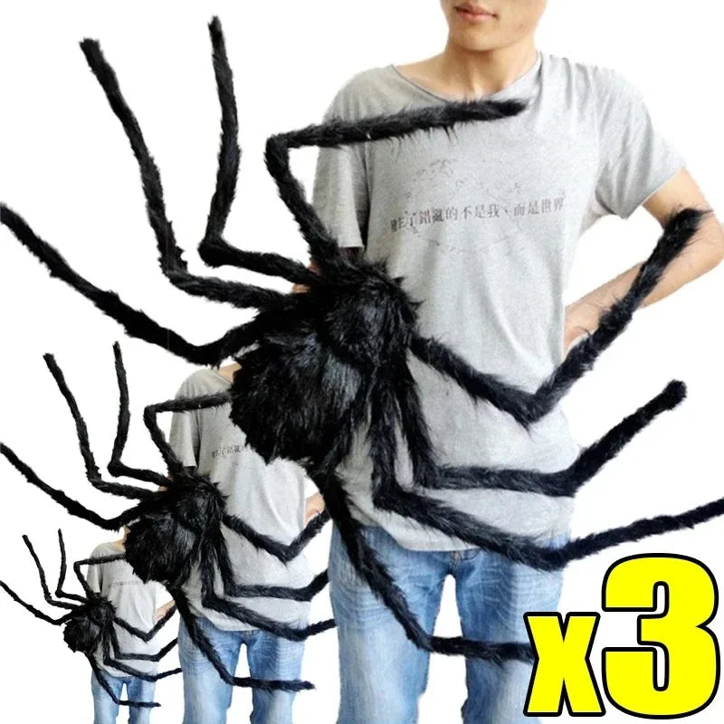 1/3pcs Giant Black Plush Spider Halloween Decorations Outdoor Scary Large Spiders Halloween Party Bar Haunted House Horror Props