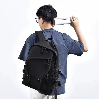 One 15 Inch Polyester Waterproof Solid Color Simple Men's Backpack Fashion Couple Student Computer Backpack