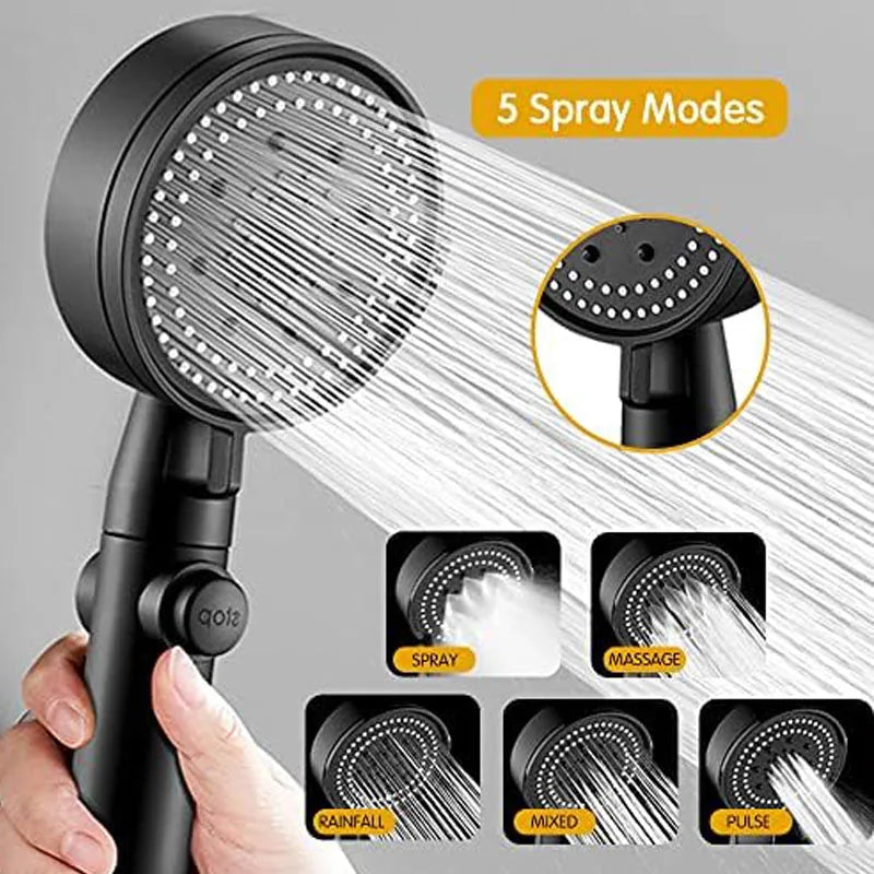 For smart bathroom accessories Black shower heads high pressure Shower Head Handheld Water Saving Shower Head Rust-proof Tool