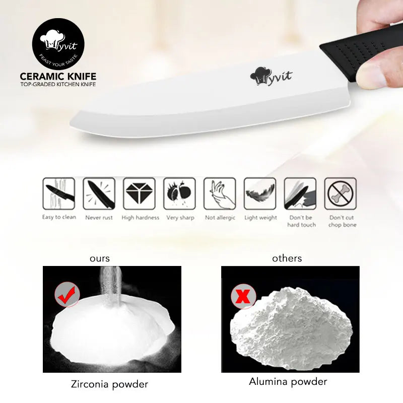 Ceramic Knives Kitchen knives 3 4 5 6 inch Chef knife Cook white zirconia blade Multi-color Handle High Quality