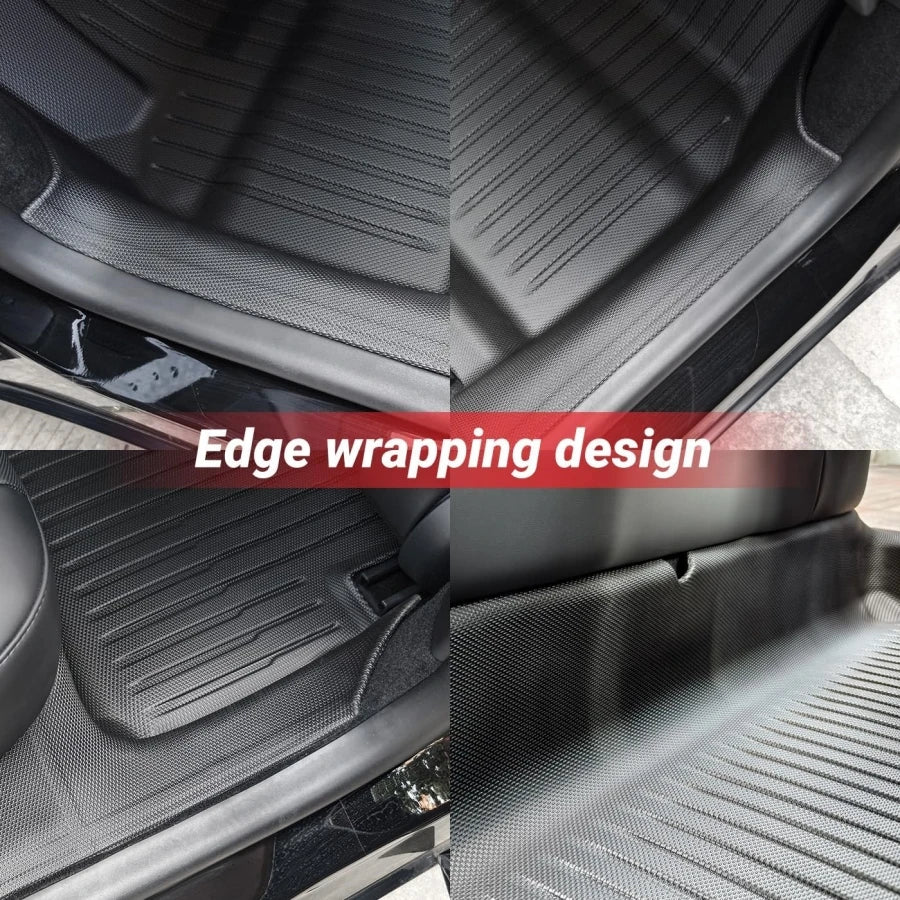 For 2024 Tesla Highland Model 3 Floor Mats with Door Sill Protector Full Cover Floor Liners with Front Rear Cargo Liner Seatback