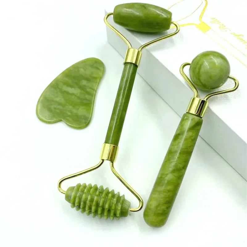 Natural Jade Massage Roller Guasha Board SPA Scraper Stone Facial Anti-wrinkle Treatment Body  Massager Health Care Tools