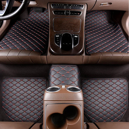 5PCS Leather Car Floor Mats Universal PVC Waterproof Car Carpet Front Rear Full Set Auto Rugs Leather Interior Accessories