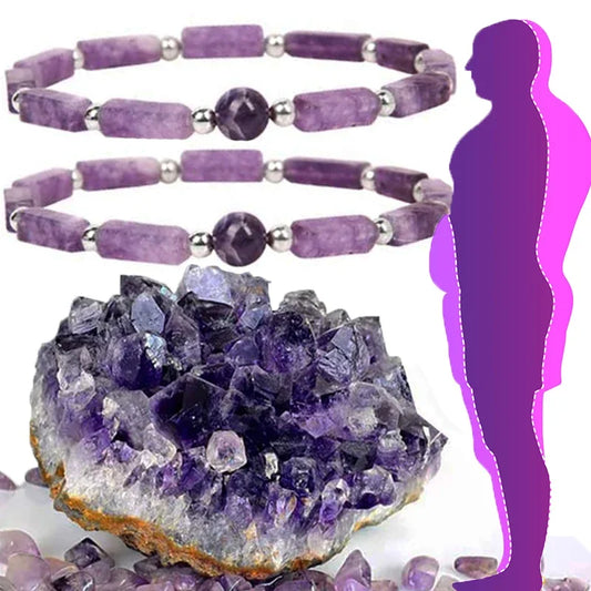 Natural Amethyst Body-purify Slimming Bracelet Stone Energy Yoga Bracelets for Women Weight Loss Bracelet Fatigue Relief Healing