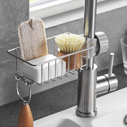 Kitchen Stainless Steel Sink Drain Rack Sponge Storage Faucet Holder Soap Towel Rack Shelf Organizer Drainer Kitchen Accessories