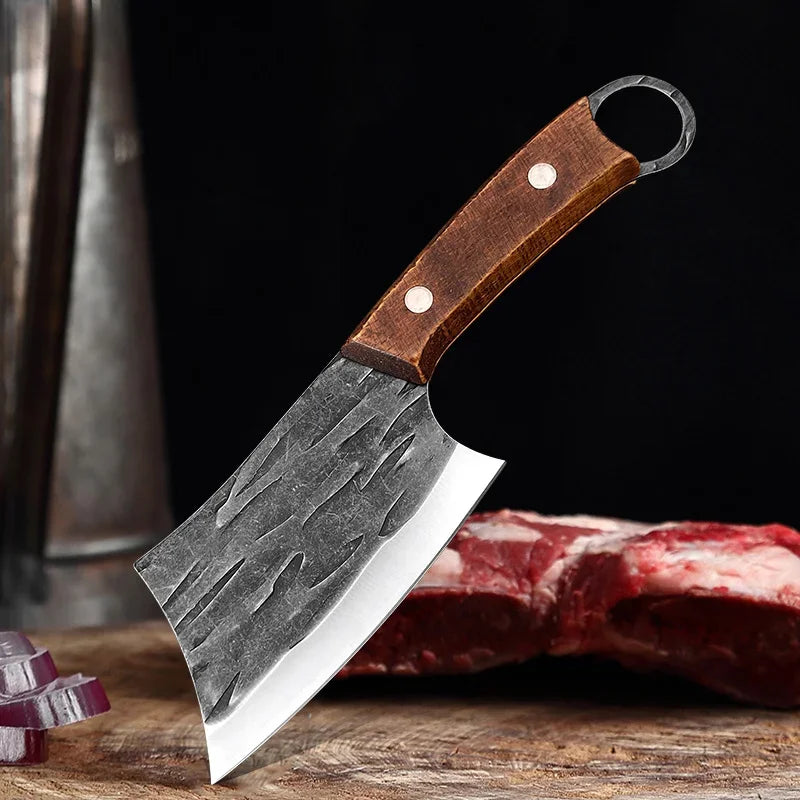 Barbecue Knife Slicing Meat Fish Fruit Steak Kitchen Knives Wood Handle Boning Butcher Knife Chef Cooking Utility Cleaver Knife