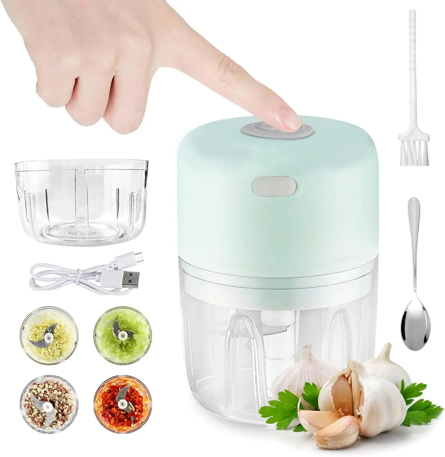 250ml Portable Electric Garlic Masher spoon and brush Crusher Garlic Chopper USB Food Processor Kitchen Kitchen Gadgets Kitchen