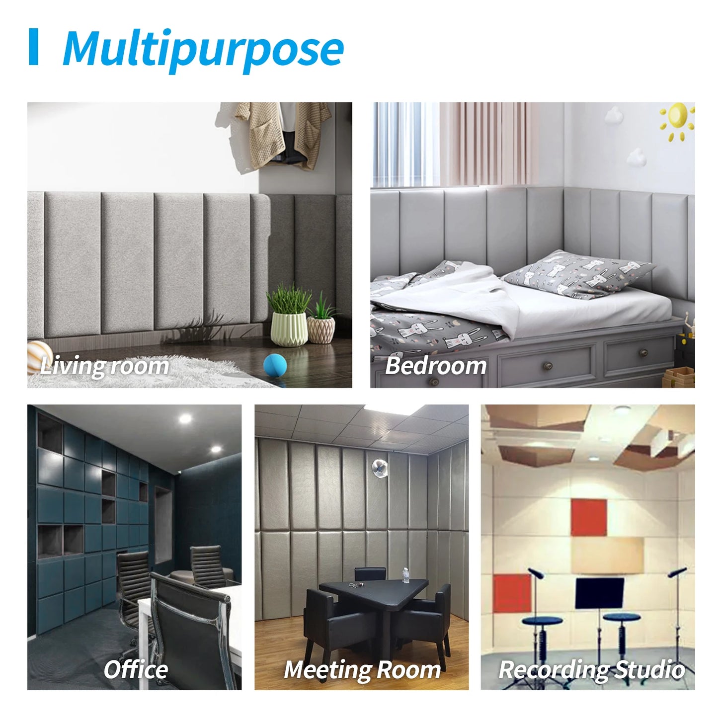 6 Pieces Headboard Self-adhesive Wall Panels For Bedroom, Meeting Rooms ( 9.84" x 9.84")