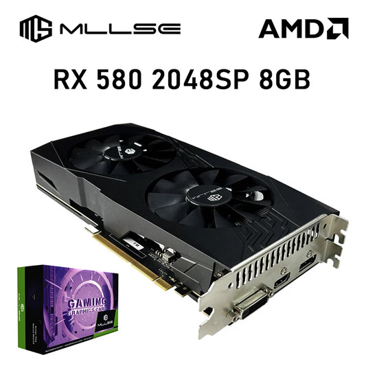 MLLSE Graphics Card AMD Radeon RX 580 8G GDDR5 256Bit 2048SP PCI Express 3.0 ×16 GPU Computer Gaming RX 580 8GB placa de video