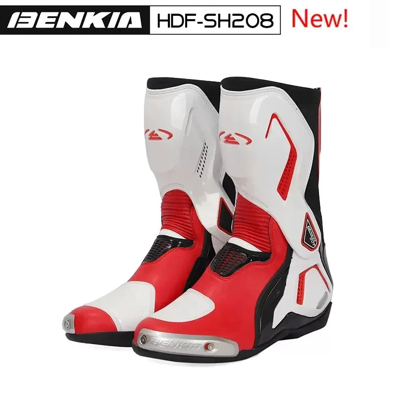 Motorcycle Riding Boots for Men, Protective Rally Track Competition Boots Four-season Anti-fall and Warm Cycling Shoes for Women