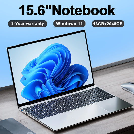 15.6" Ultra Slim Laptop 16GB RAM 2TB SSD Intel N3700 Notebook Gamer  1920*1080  Display Office Study Computer PC Windows 11 Pro