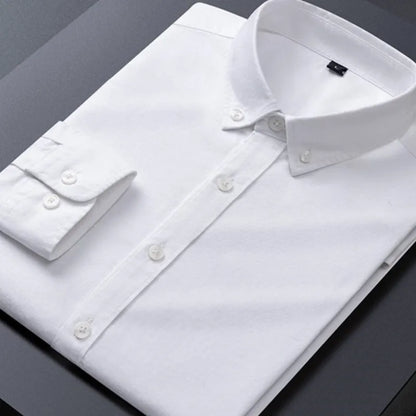 Four Seasons New Oxford Woven Cotton Men's Long Sleeve Business Formal Men's Shirt Tooling Senior Sense Shirt Business