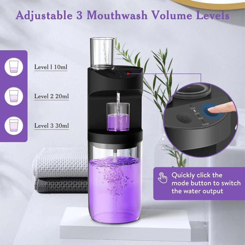 Smart Automatic Mouthwash Dispenser for Bathroom Touchless 550ml Wall Mounted Mouth Wash Dispenser with Magnetic Cups