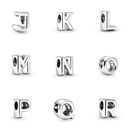 Silver plated Simple 26 English Letters Random Combination Charm Beads For Pandora DIY Bracelet Necklace Jewelry Accessories