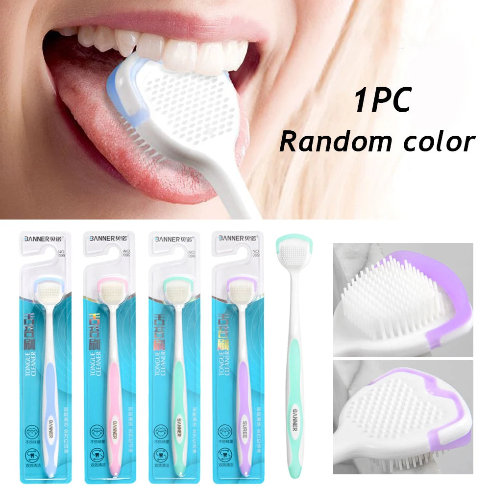 Soft Silicone Tongue Cleaner For Adult Double-sided Tongue Cleaning Tool Reusable Tongue Scraper Brush Oral Hygiene Care Tool