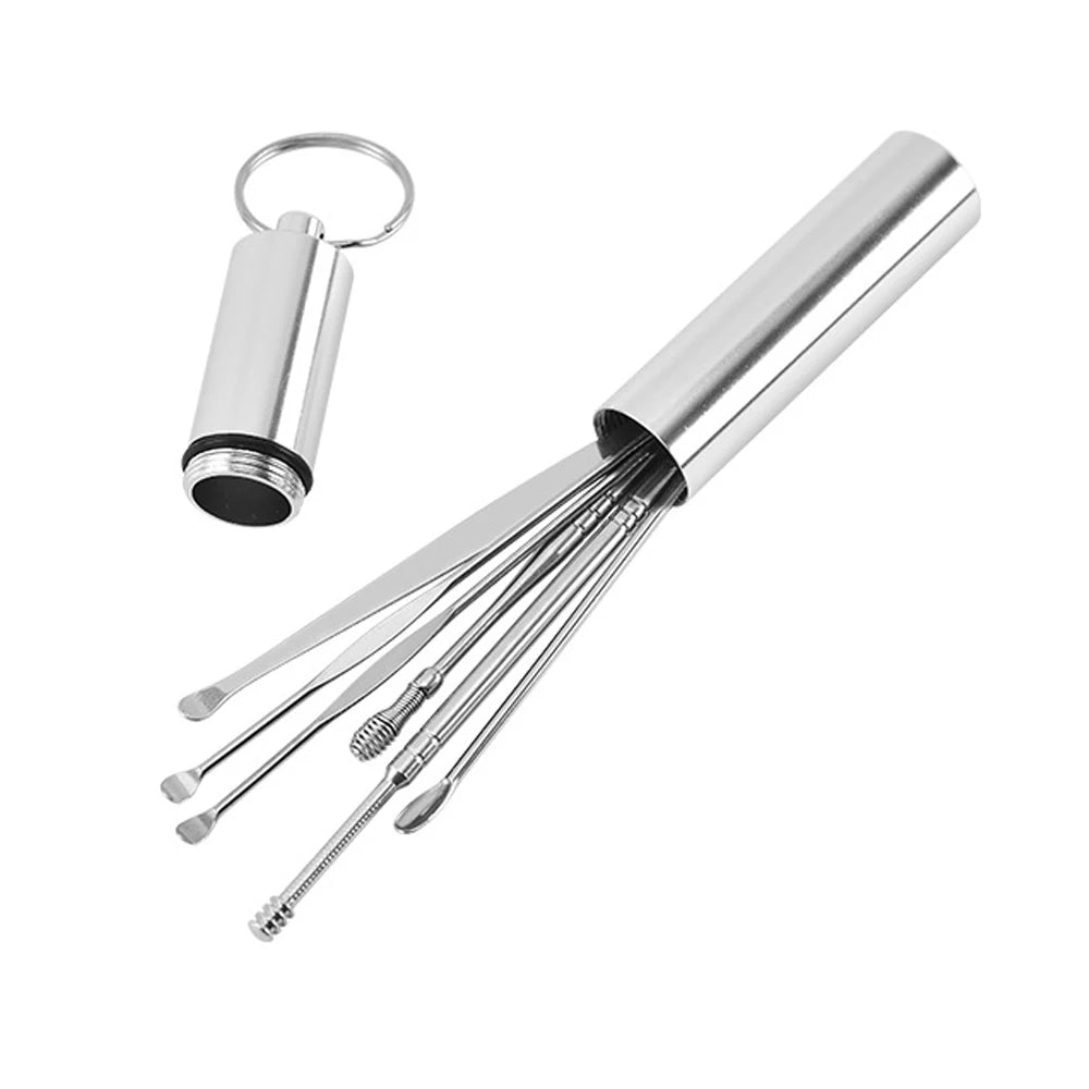 6PCS Stainless Steel Earpick Ear Cleaner Spoon Ear Care Cleaning Tool Earwax Removal Kit Ear Pick Vax Remover Cleanser Health