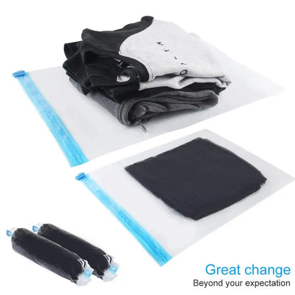 Travel Roll-Up Compression Bags, Reusable Vacuum Storage Bag, Saves 75% of Storage Space, Roll-Up Compression, No Need Air Pump