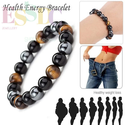 Natural Men for Magnetic Health Protection Tiger Eye Black Obsidian Hematite Beads Bracelets Women Soul Jewelry Gift for Family