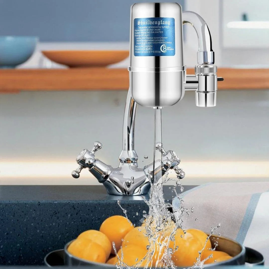 Faucet Water Filter Faucet Mount Water Filtration System Household Kitchen Water Purifier Tap Water Filter, Reduce Chlorine