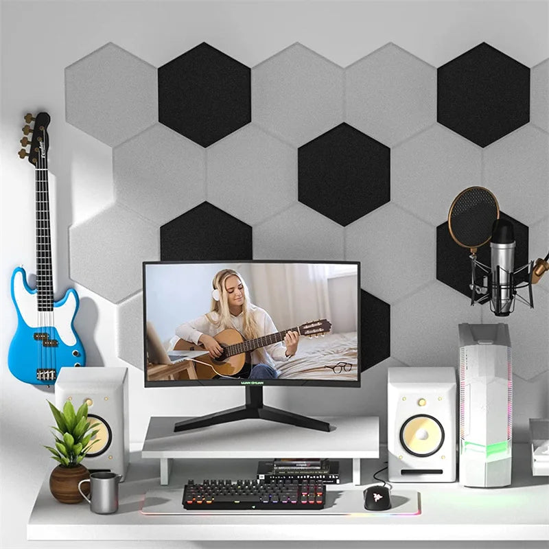 Sound Proof Wall Panels 3Pcs Noise Pared  Hexagon Acoustic Panel 18cm Home Decorative For Gaming Room Decoration Door Seal Strip