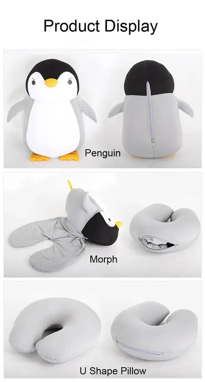 Neck Pillow Car Office Nap Headrest Nackenkissen Deformable U-shape Travel Pillows  Airplane Penguins Cushion Plush Toy