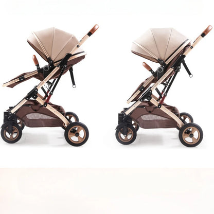 3 in 1 Baby Stroller Collapsible Shock-absorbing Baby Carriage Two-way Newborn Stroller Four-wheel High Landscape Trolley