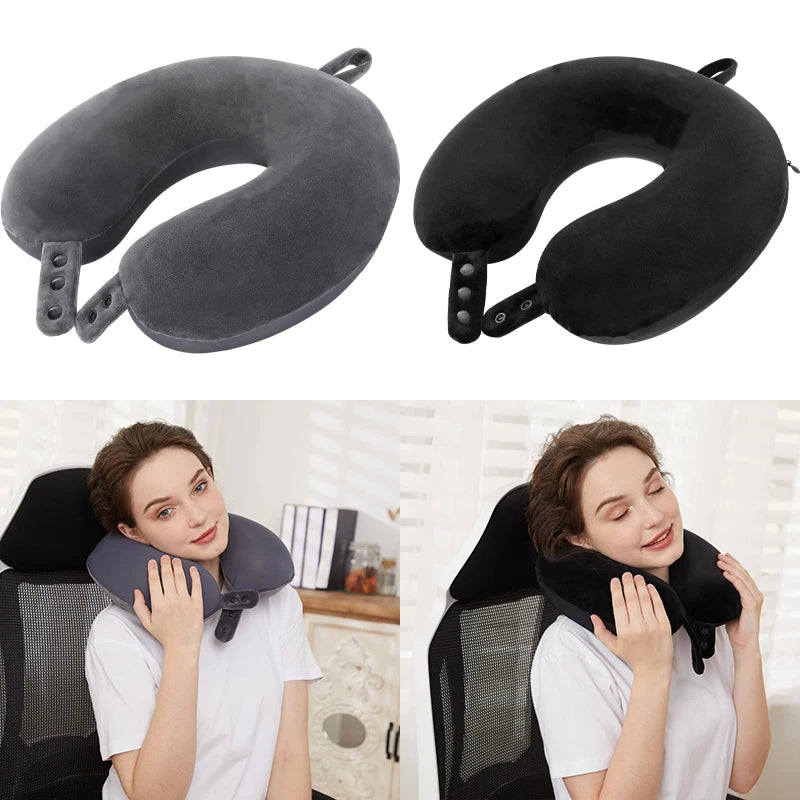 New Travel Pillow Best Memory Foam Neck Pillow Airplane Head Pillow Comfort Pillow Train Carriage Household U-Shaped Pillow